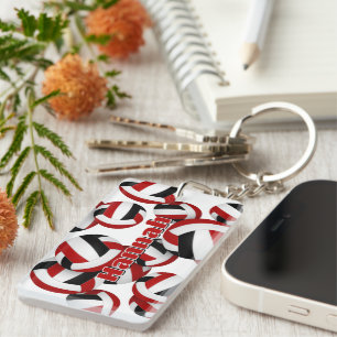 athlete name red black team colours volleyball keychain