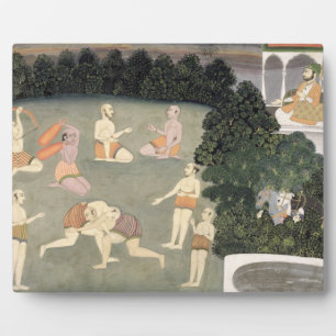 Athletes perform before a seated noble, c.1760 (op plaque