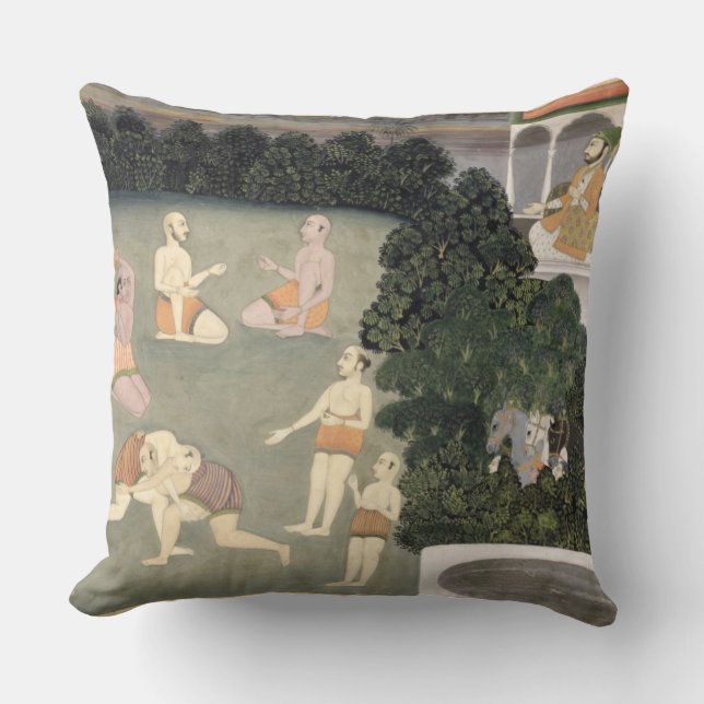 Athletes perform before a seated noble, c.1760 (op throw pillow (Front)