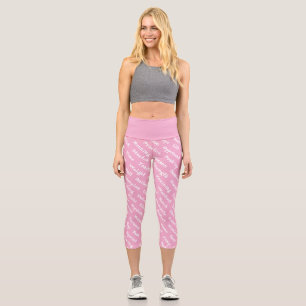 Athletic and Sports Word Salad Pink Capri Leggings