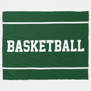 Athletic BASKETBALL Text Stripes On Deep Green Fleece Blanket