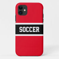 Athletic Bold Black White Red Stripes "SOCCER" 