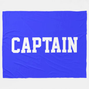 Athletic Bold CAPTAIN White Text On Royal Blue Fleece Blanket
