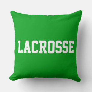 Athletic Bold White LACROSSE Text On Bright Green Throw Pillow