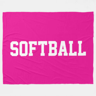 Athletic Bold White SOFTBALL Text On Bright Pink Fleece Blanket