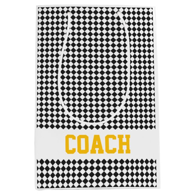 Athletic Chequered board Pattern Sports Racing Fun Medium Gift Bag (Front)
