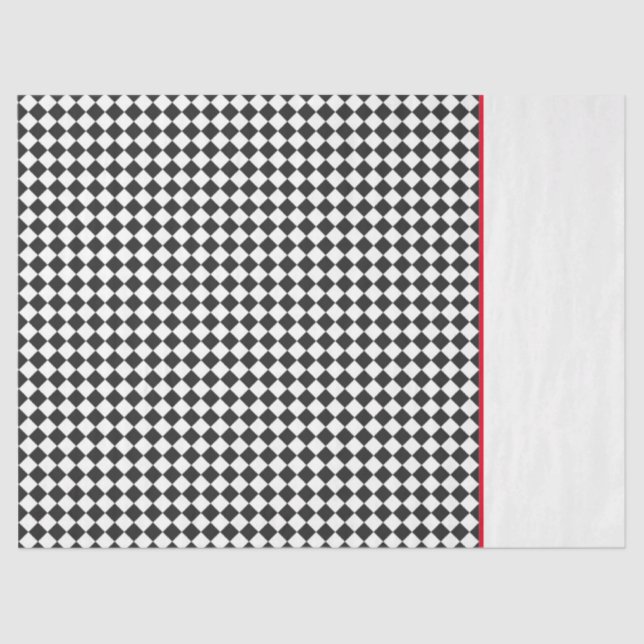 Athletic Chequered Pattern Sports Team Colours Red Tissue Paper (Front)