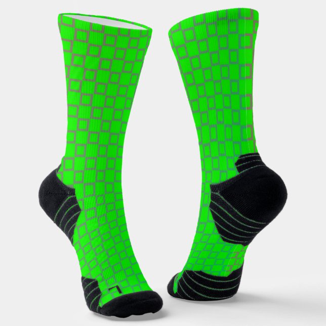 Athletic Crew Sock Lime Light Green Classic Design (Angled)