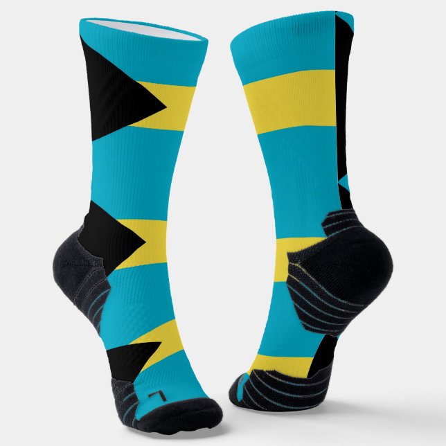 Athletic Crew Sock with flag of Bahamas (Angled)