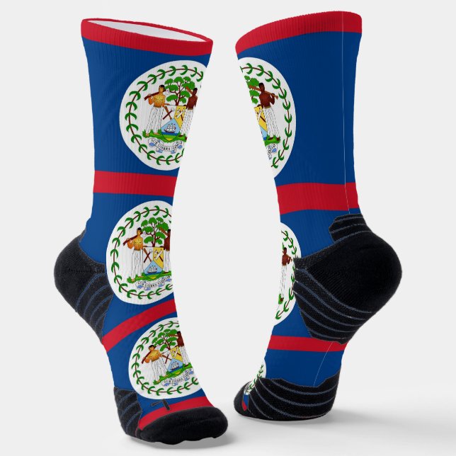 Athletic Crew Sock with flag of Belize (Angled)