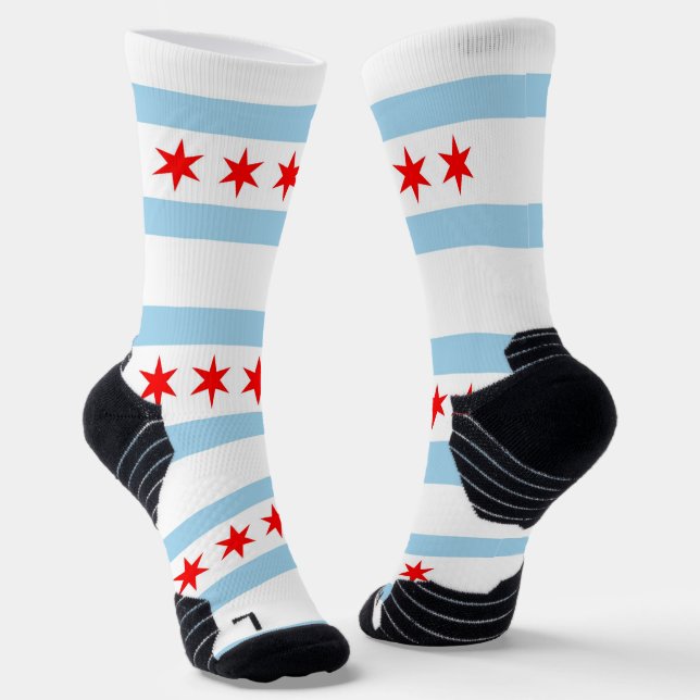 Athletic Crew Sock with flag of Chicago, U.S. (Angled)
