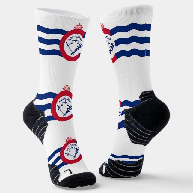 Athletic Crew Sock with flag of Cincinnati (Angled)