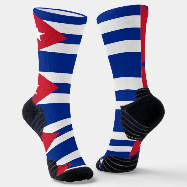 Athletic Crew Sock with flag of Cuba (Angled)