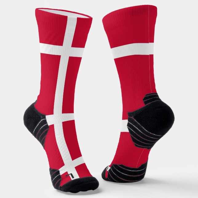 Athletic Crew Sock with flag of Denmark (Angled)
