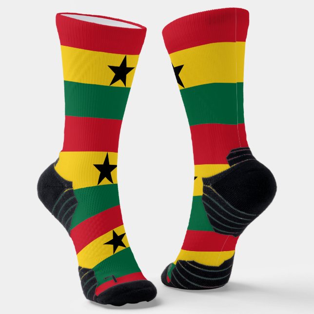 Athletic Crew Sock with flag of Ghana (Angled)
