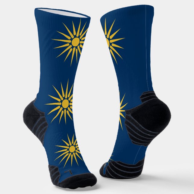 Athletic Crew Sock with flag of Macedonia, Greece (Angled)