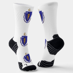 Athletic Crew Sock with flag of Massachusetts