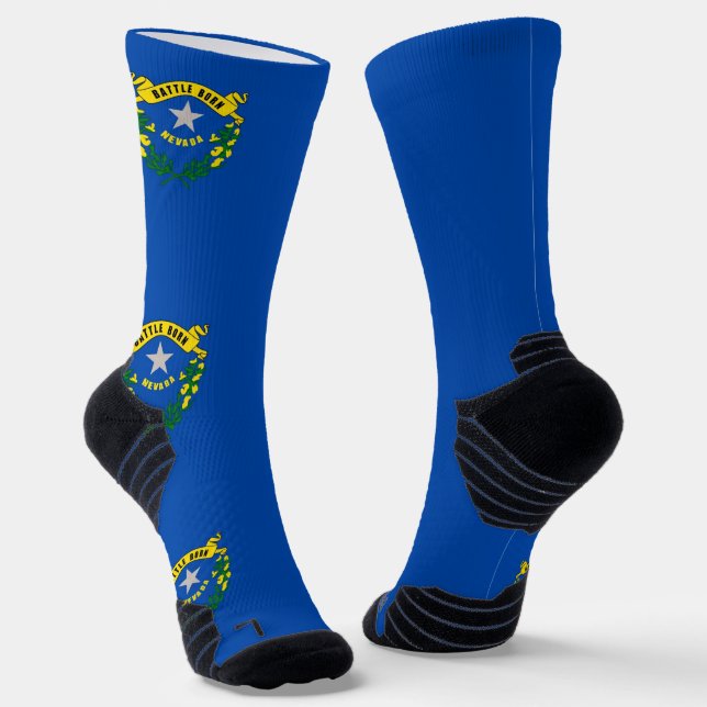 Athletic Crew Sock with flag of Nevada (Angled)