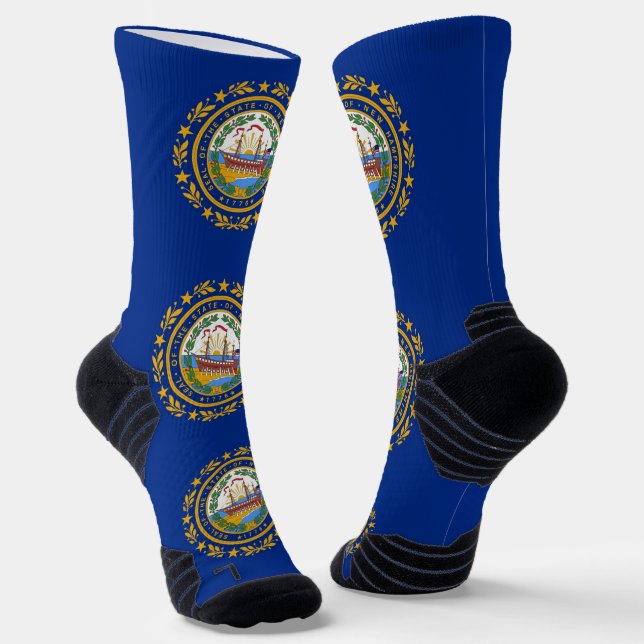 Athletic Crew Sock with flag of New Hampshire (Angled)