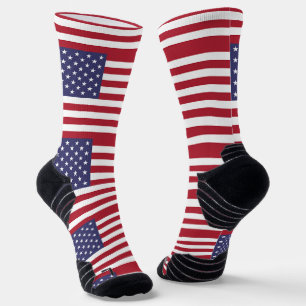 Athletic Crew Sock with flag of U.S.