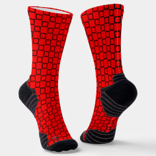 Athletic Crew Sock with Red Black Classic Design