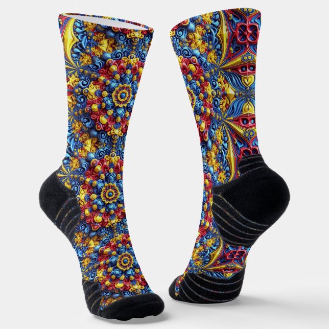 Athletic Crew Sock with Romanian Colours (Angled)
