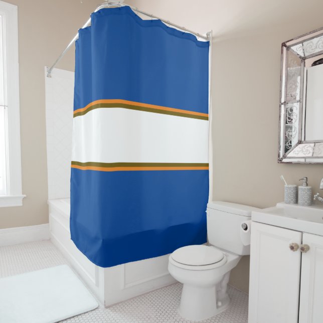 Athletic Deep Blue Orange White Racing Stripes (In Situ)