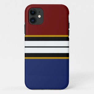 Athletic Deep Red Black White Navy Racing Stripes  iPhone 11 Case