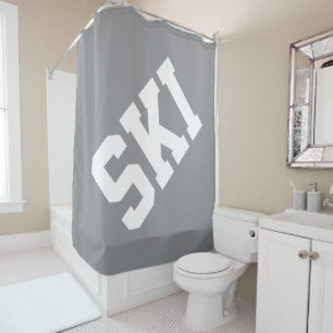 Athletic Diagonal White SKI Text On Modern Gray