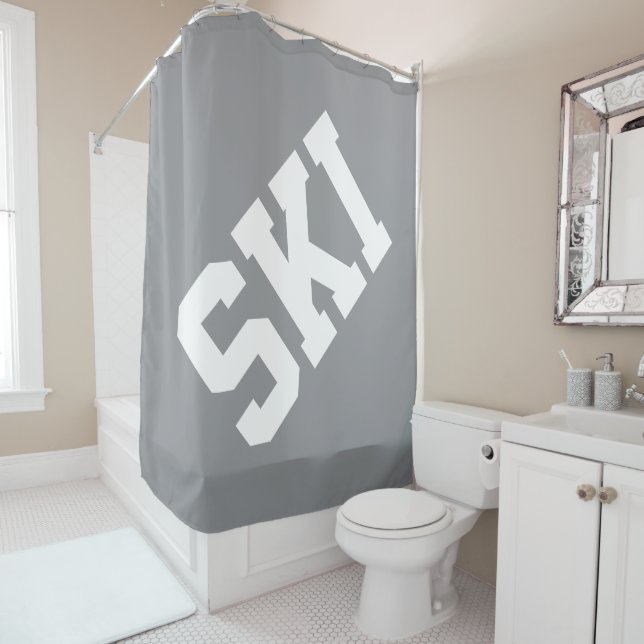 Athletic Diagonal White SKI Text On Modern Gray (In Situ)
