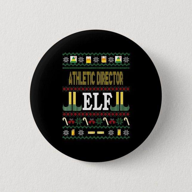 Athletic Director Elf Funny Christmas Gift  2 Inch Round Button (Front)