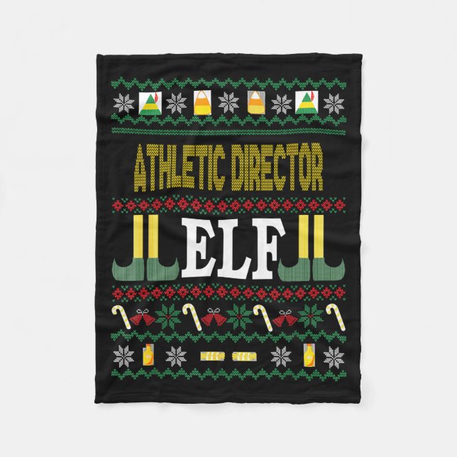 Athletic Director Elf Funny Christmas Gift  Fleece Blanket (Front)