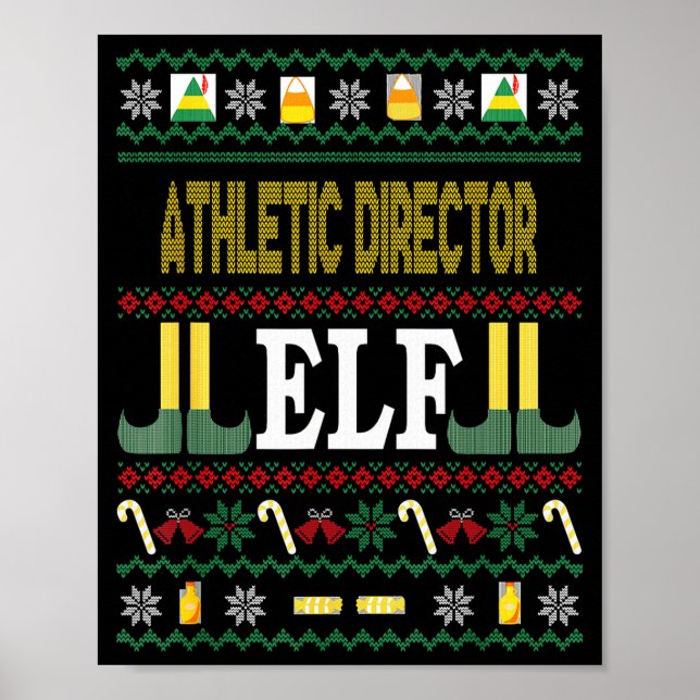 Athletic Director Elf Funny Christmas Gift  Poster (Front)