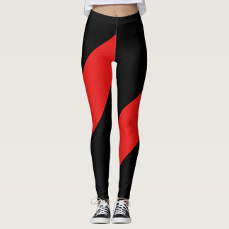 Athletic Dynamic Black and Red Leggings