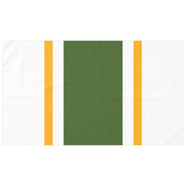 Athletic Forest Green Yellow White Racing Stripes Tablecloth (Front (Horizontal))