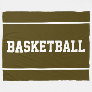 Athletic Fun BASKETBALL Text Stripes On Bold Brown Fleece Blanket