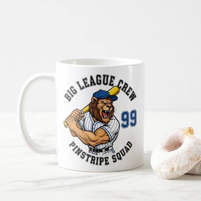 Athletic Lion Baseball Varsity Squad Coffee Mug (With Donut)