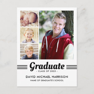 Athletic Multi-Photo Graduation Announcement Postcard