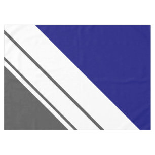 Athletic Navy Blue Grey White Slant Racing Stripes Tablecloth