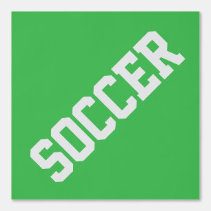 Athletic Slant White SOCCER Text On Kelly Green Wallpaper