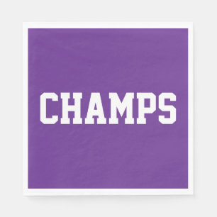 Athletic Sporty Royal Purple CHAMPS White Text Napkin