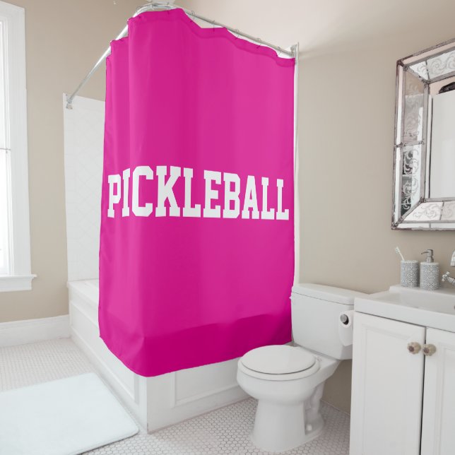 Athletic White PICKLEBALL Text On Bright Hot Pink (In Situ)