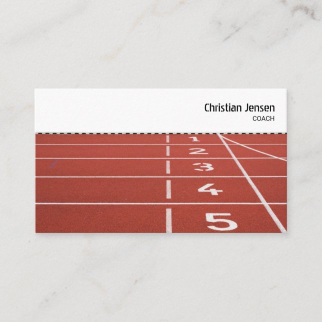 Athletics Coach Trainer Sport Exercises Run Track Business Card (Front)