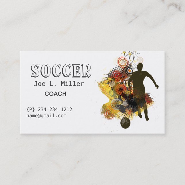 Athletics Soccer Dribble Pass Player Running Coach Business Card (Front)