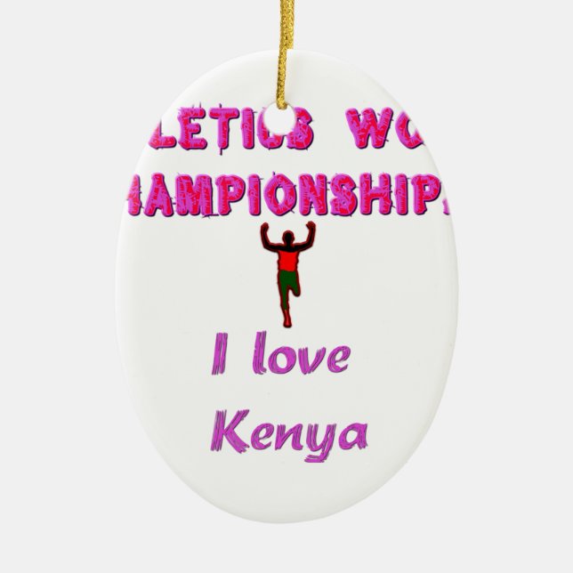 Athletics World Championships Kenya Runner: I Love Ceramic Ornament (Front)