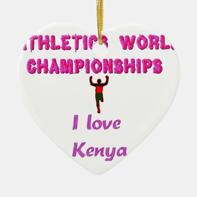Athletics World Championships Kenya Runner: I Love Ceramic Ornament (Front)