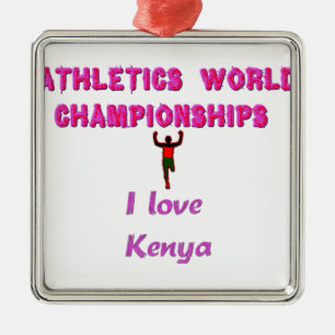 Athletics World Championships Kenya Runner: I Love Metal Ornament
