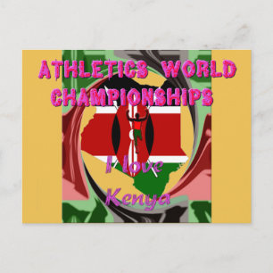 Athletics World Championships Kenya Runner: I Love Postcard