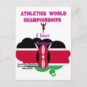 Athletics World Championships Kenya Runner: I Love Postcard