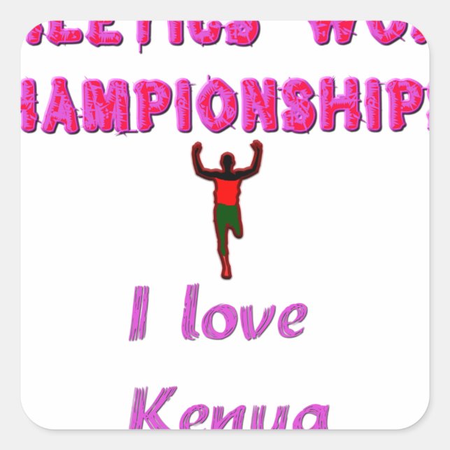 Athletics World Championships Kenya Runner: I Love Square Sticker (Front)